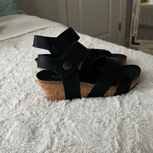 Pierre Dumas Black Cork Wedges